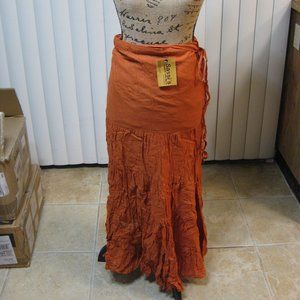 NWT Sassi's orange peasant maxi skirt OS one size